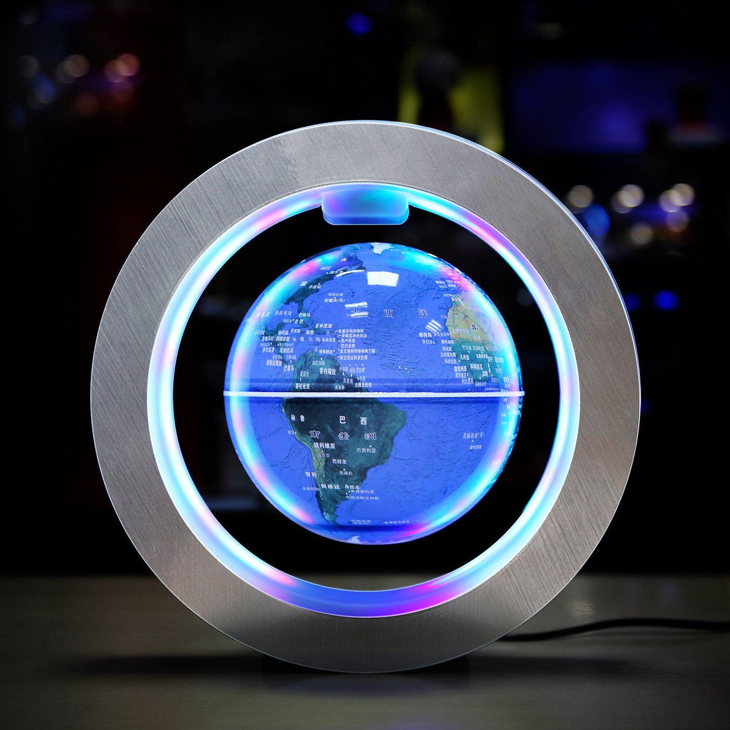 Levitating O-shaped globe