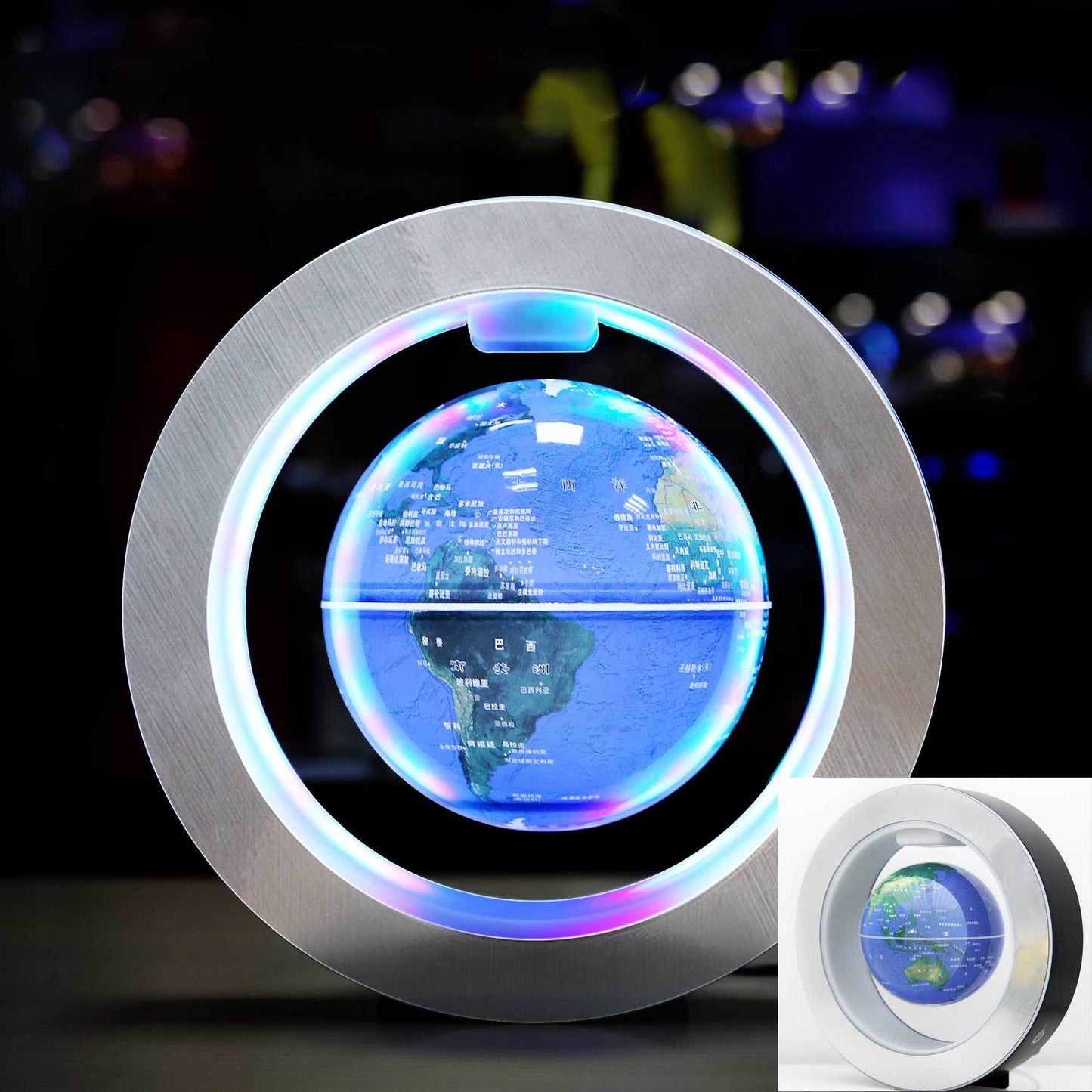 Levitating O-shaped globe